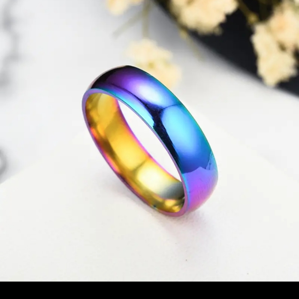 New stainless steel multi colored rainbow ring ask for your size